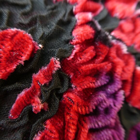 Vintage 90s Y2K Coldwater Creek Sheer VeLVeT BuRNouT Blouse Ruffles Whimsygoth - Picture 4 of 14